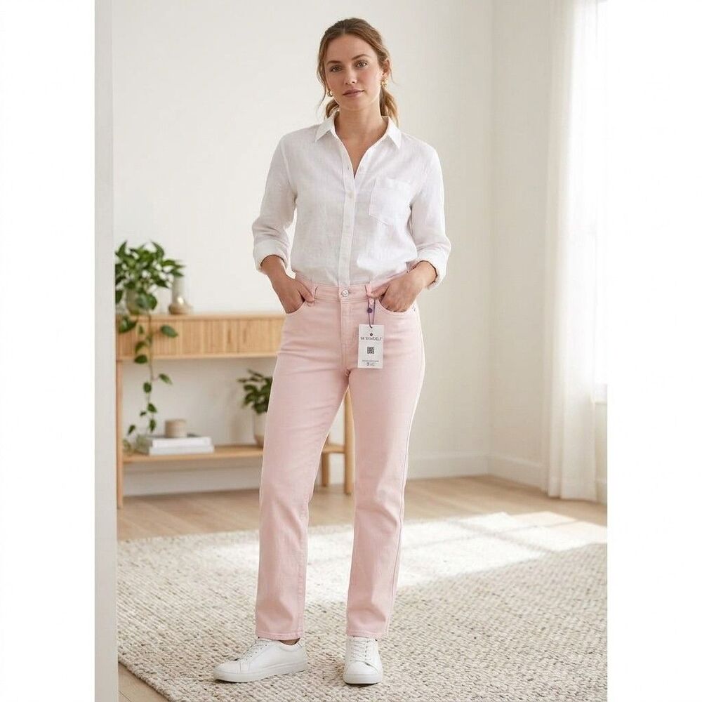 Gloria Vanderbilt Amanda Jeans Pink Classic Rise Slimming Stretch Sz 4 NWT - Picture 1 of 12